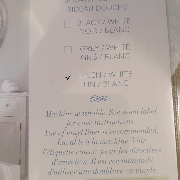 Kassatex Fine Linens: taupe & white chevron shower curtain, 72 x 72 NIP - Picture 2 of 3